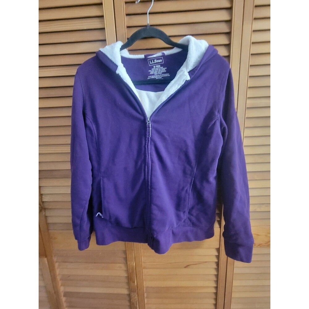 L.L. Bean Deep Purple Women's Hoodie fleece lined size medium